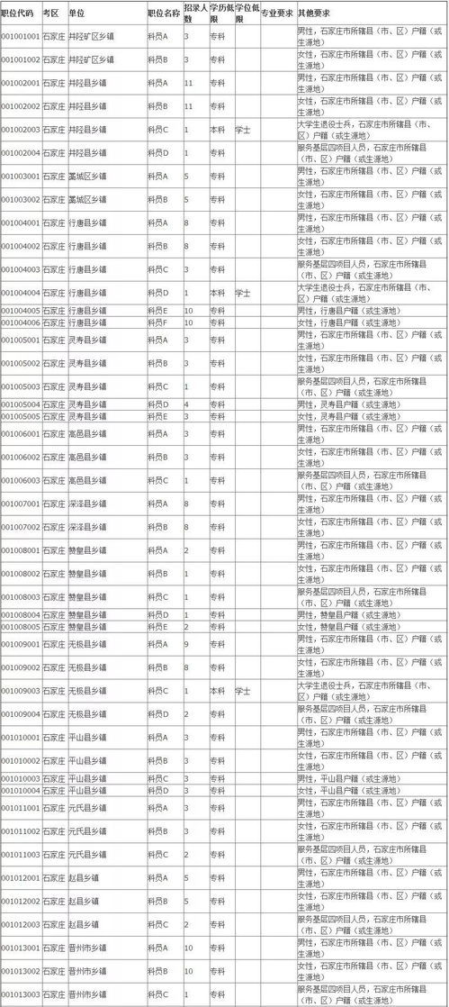 2024公务员岗位招聘表详解及最新招聘信息概览