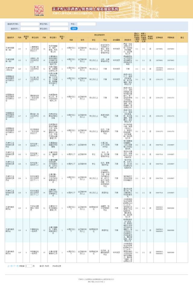 公务员招聘网官网岗位表