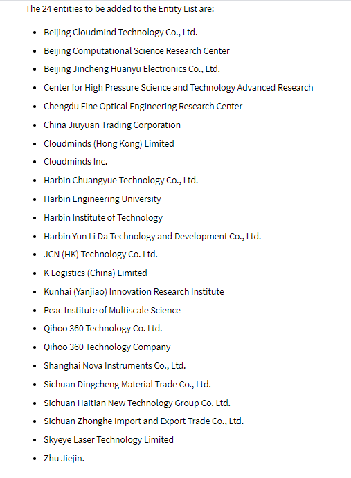 美国将六家中企列入实体清单，影响与挑战分析